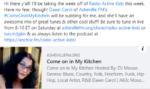 Screenshot of a Facebook post containing the same text as this post and a thumbnail for the webpage of the radio show Come On In My Kitchen.