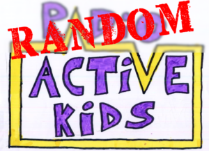 Image description: the Radio Active Kids logo overlaid with red lettering over the "Radio" portion of the logo so it reads "Random Active Kids."